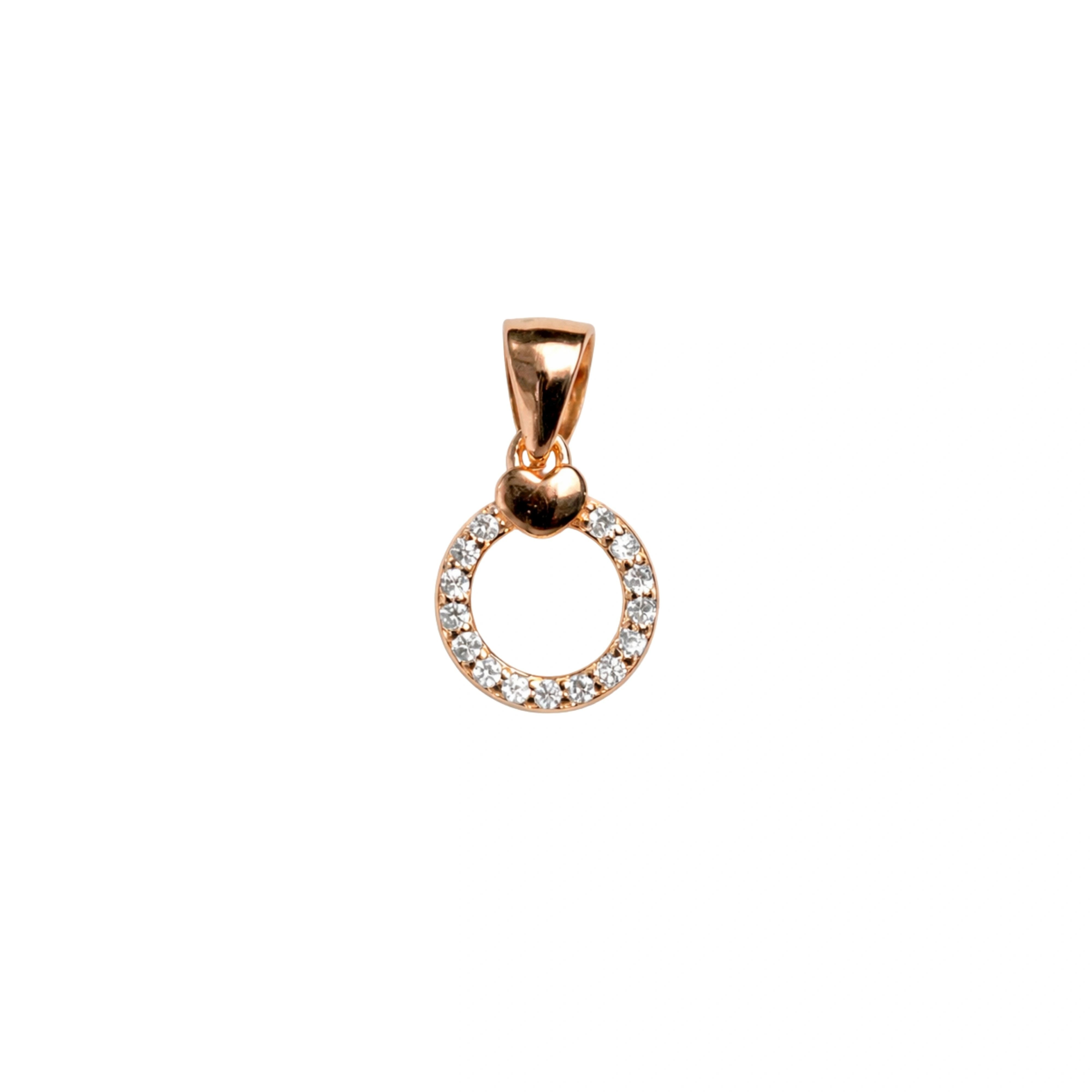 925 Sterling Silver Rose Gold Heart Circle CZ Pendant