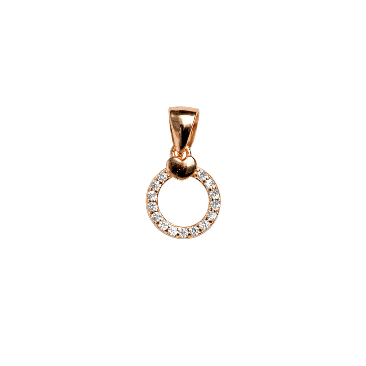 925 Sterling Silver Rose Gold Heart Circle CZ Pendant