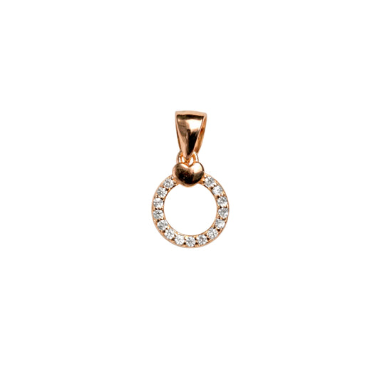 925 Sterling Silver Rose Gold Heart Circle CZ Pendant