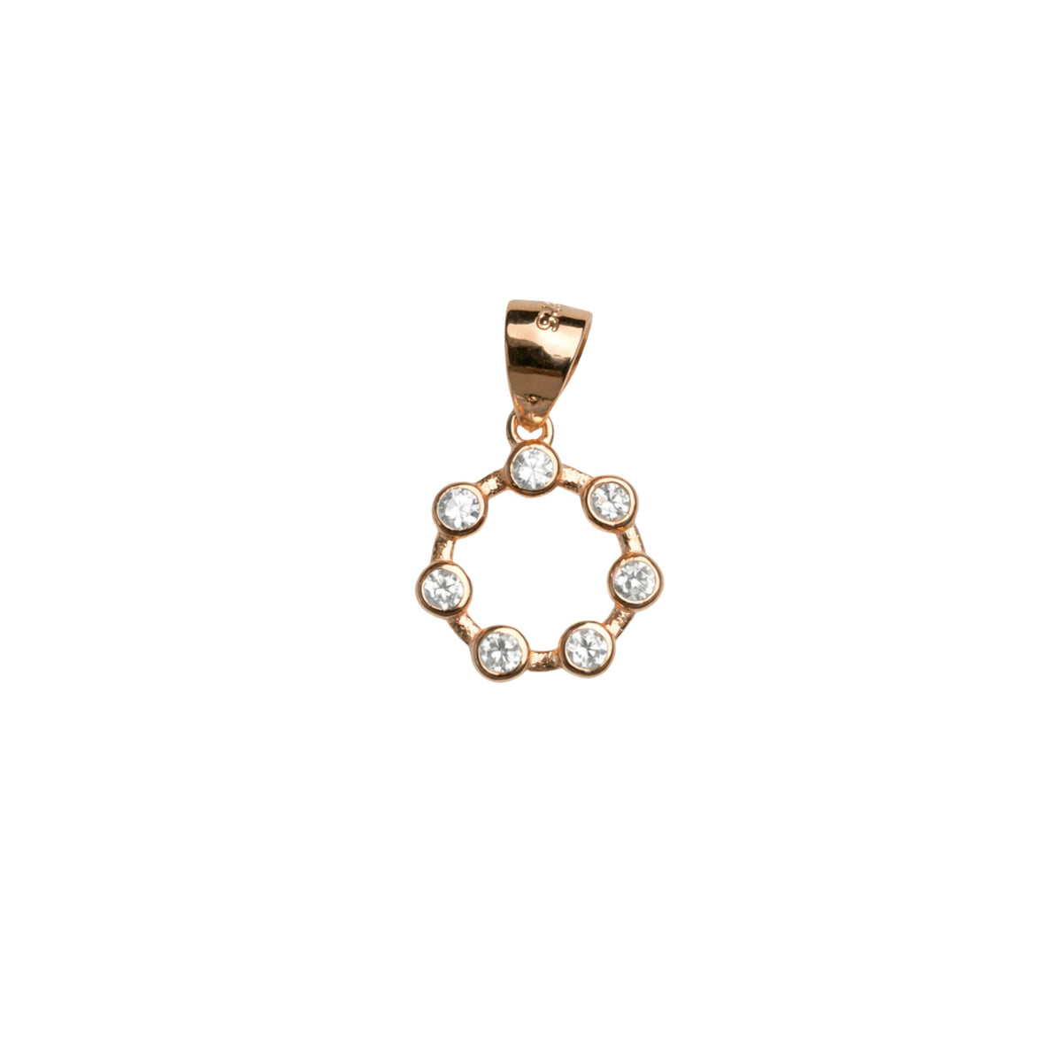 925 Sterling Silver Rose Gold CZ Circle Pendant