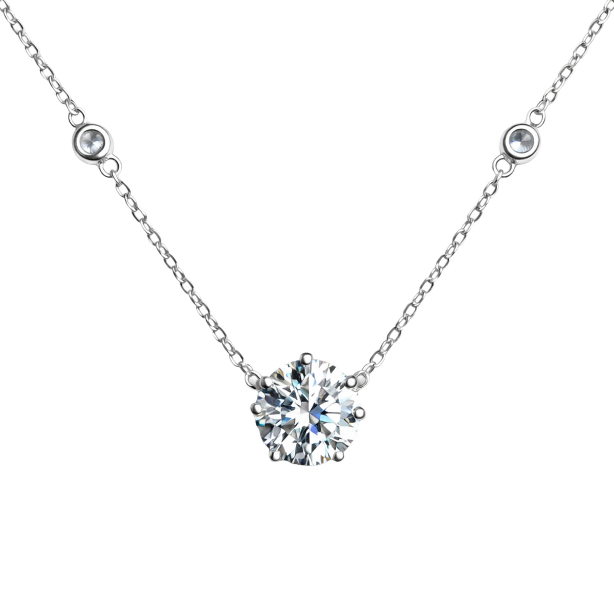 925 Sterling Silver Round Solitaire Pendant Necklace for Women