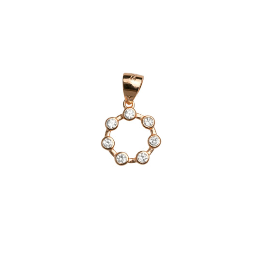 925 Sterling Silver Rose Gold CZ Circle Pendant