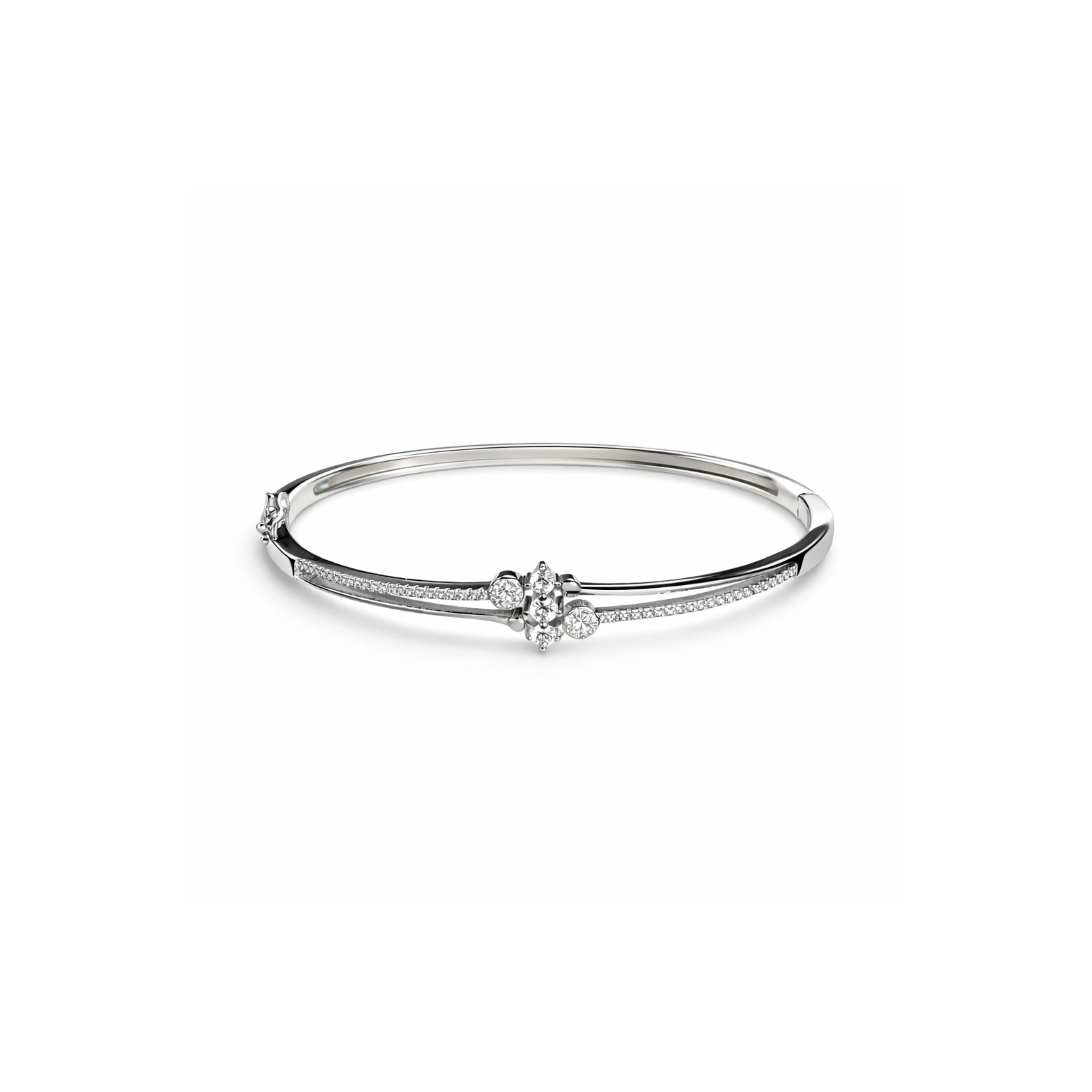 925 Sterling Silver Floral CZ Kada