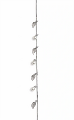 925 Sterling Silver Leaf Charm Bracelet with Pearl Drops