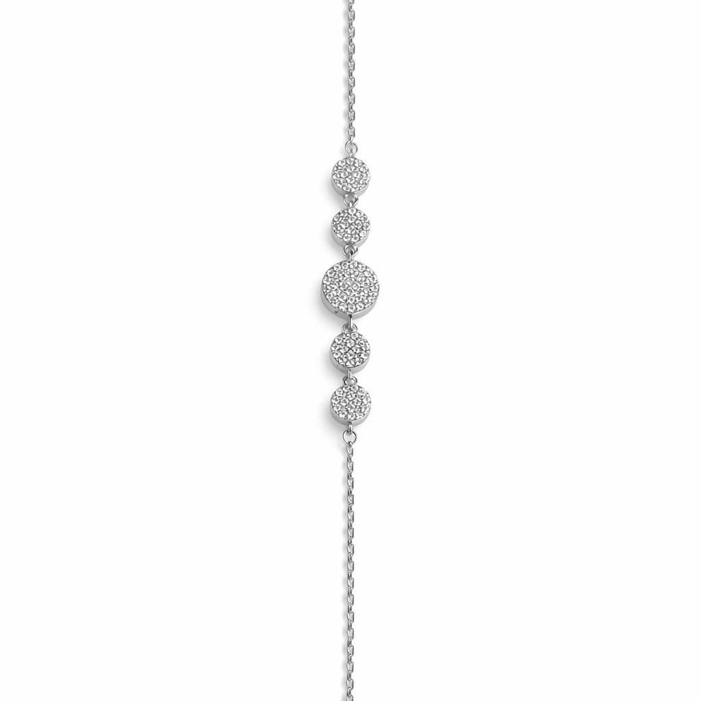 925 Sterling Silver Pavé Circle Disc Bracelet with CZ Stones
