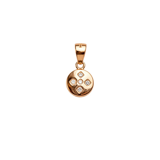 925 Sterling Silver Rose Gold CZ Disc Pendant