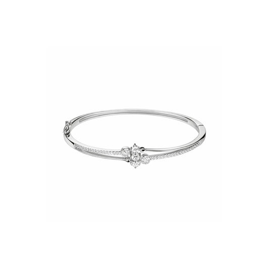 925 Sterling Silver CZ Studded Floral Kada for Women – Elegant Minimal Bracelet