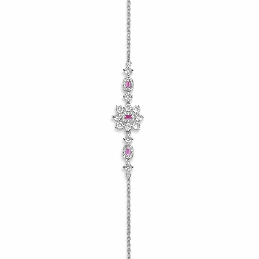 925 Sterling Silver Pink Stone Designer Bracelet for Women