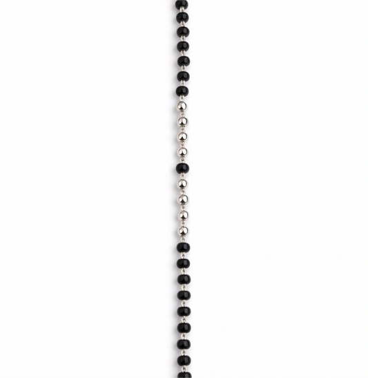 925 Sterling Silver Black Bead Nazariya Bracelet with Silver Beads for Kids
