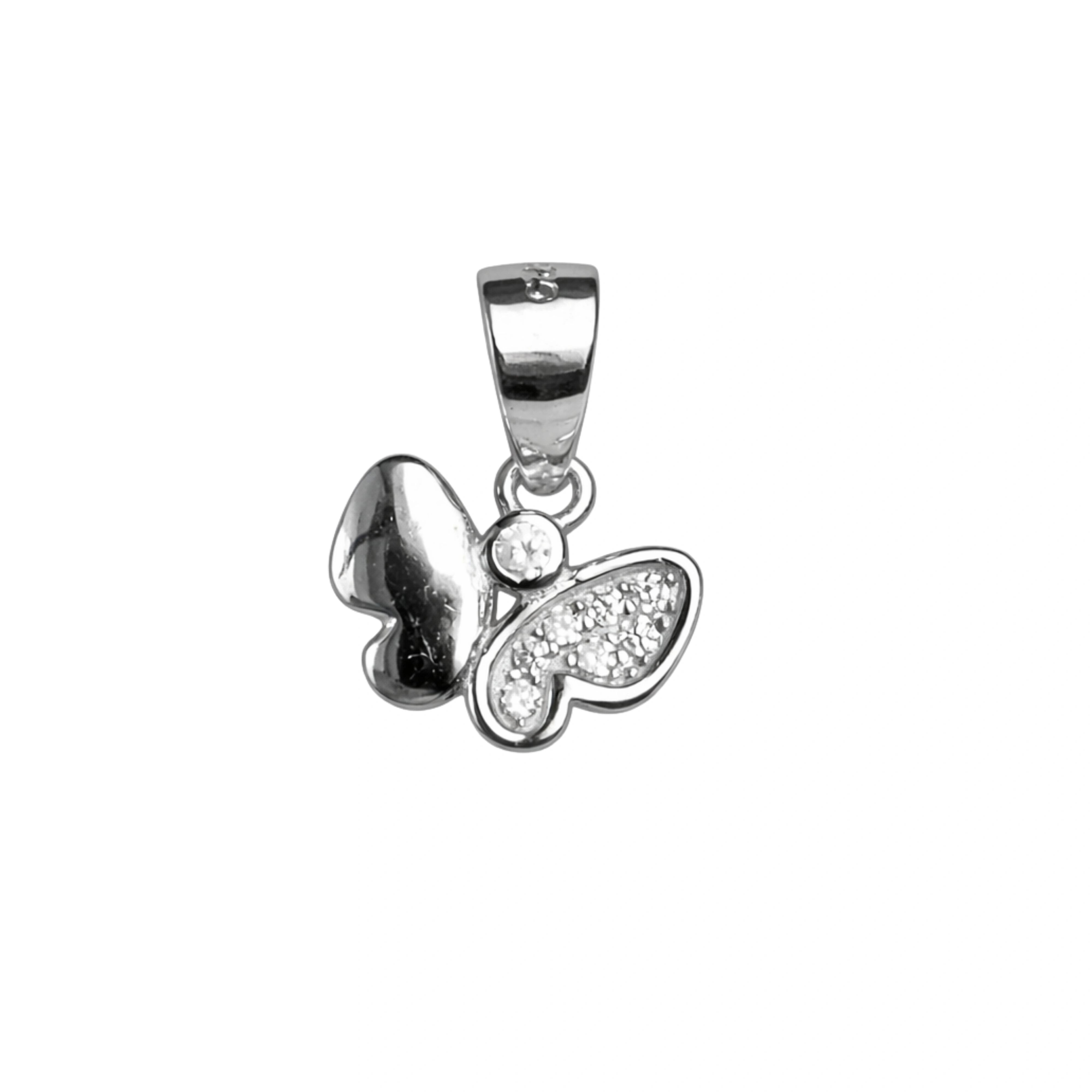 925 Sterling Silver Butterfly CZ Pendant