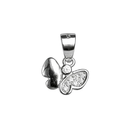 925 Sterling Silver Butterfly CZ Pendant