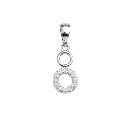 925 Sterling Silver Double Circle CZ Pendant