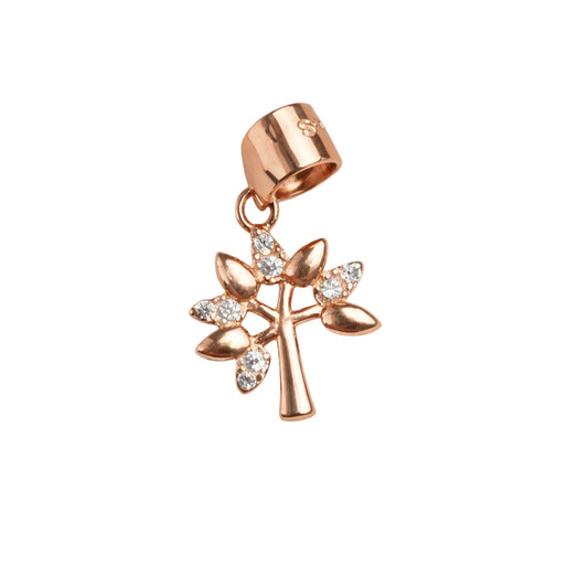 925 Sterling Silver Tree Pendant with CZ – Rose Gold Finish