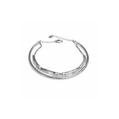 925 Sterling Silver Double Layer Kada Bracelet with Crystal Detailing – Adjustable Women’s Bangle
