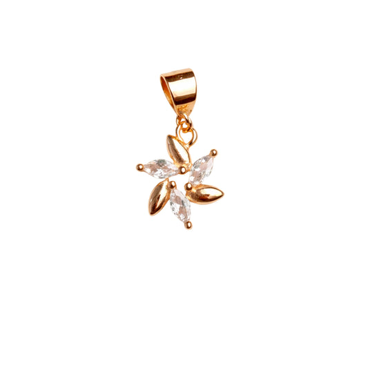 925 Sterling Silver Floral CZ Pendant – Rose Gold Finish