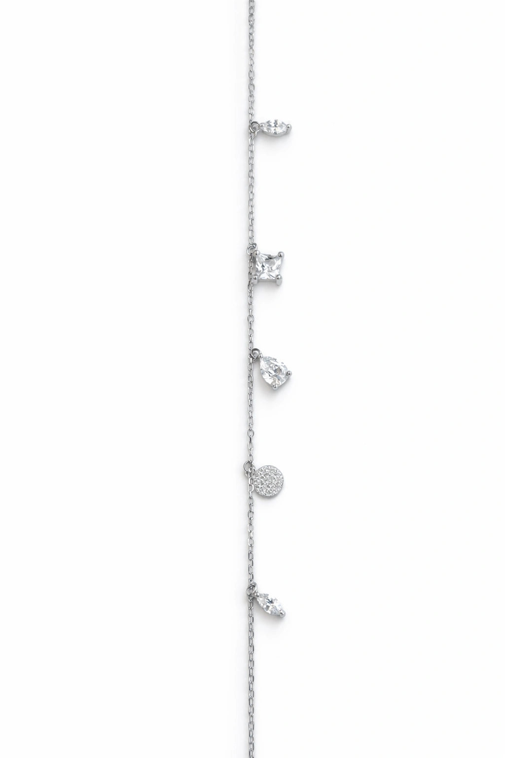 925 Sterling Silver Multi Charm CZ Bracelet for Women