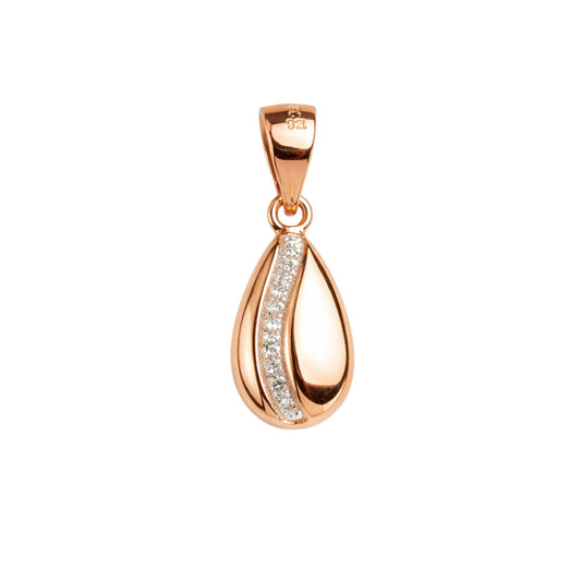 925 Sterling Silver Teardrop CZ Pendant – Rose Gold Plated