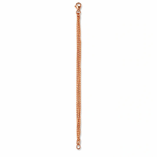 925 Sterling Silver Rose Gold Multi Strand Chain Bracelet for Women
