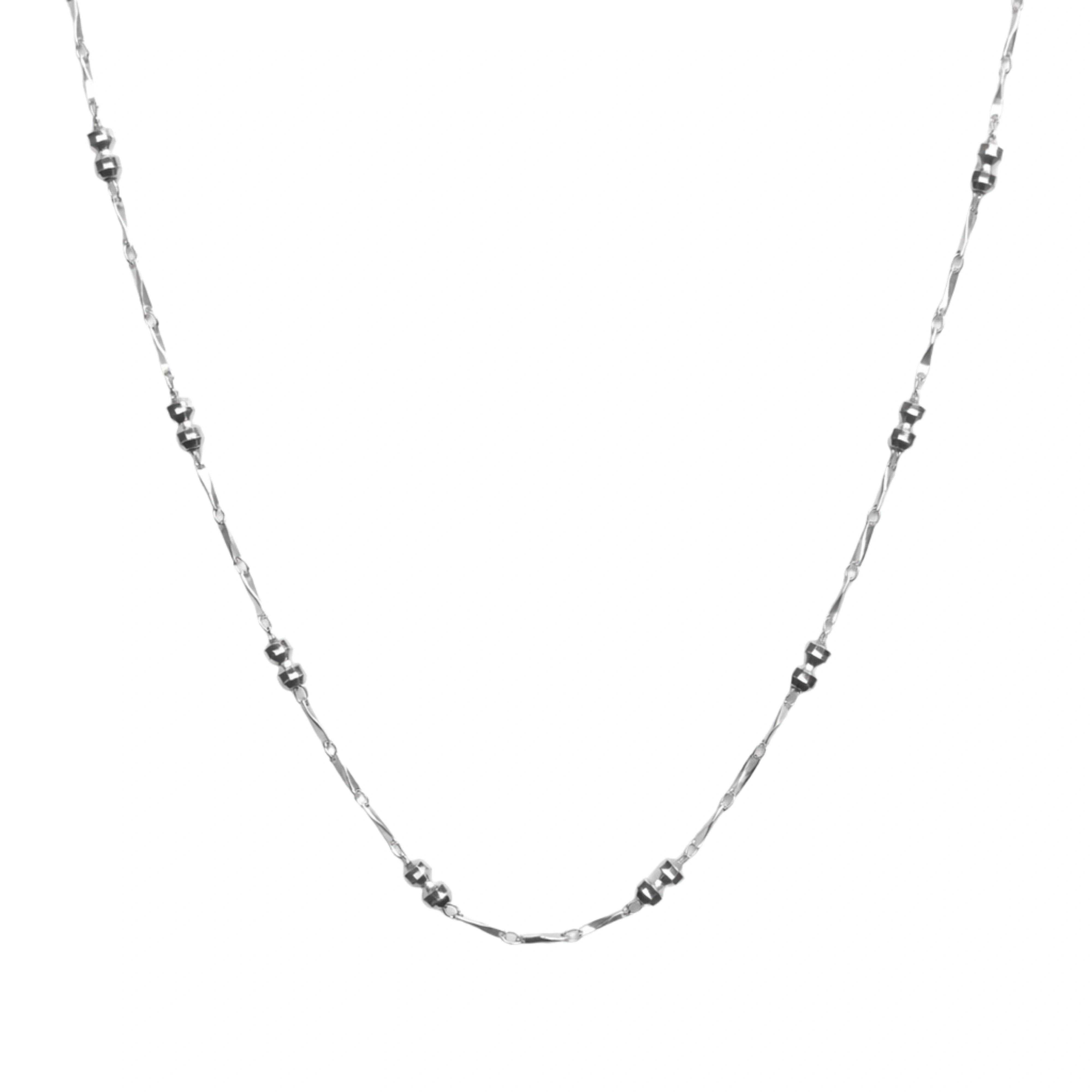 925 Sterling Silver Beaded Satellite Chain Necklace – Diamond Cut Silver Chain