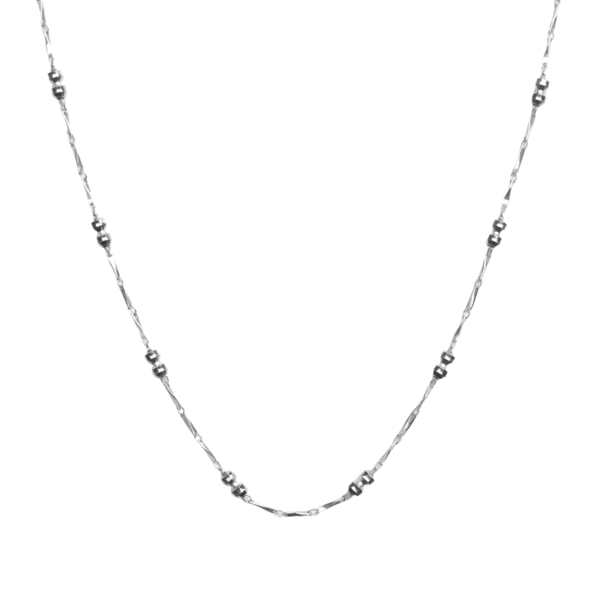 925 Sterling Silver Beaded Satellite Chain Necklace – Diamond Cut Silver Chain
