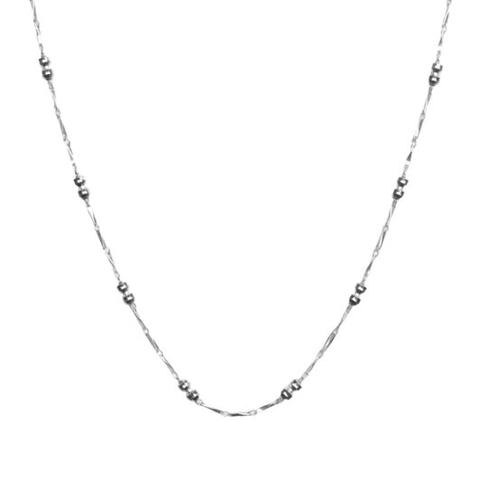 925 Sterling Silver Beaded Satellite Chain Necklace – Diamond Cut Silver Chain