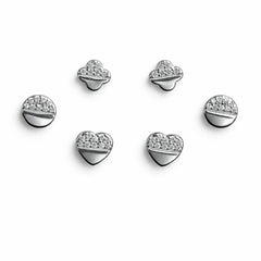 925 Sterling Silver 3 Pair Stud Earrings Set | Heart, Round & Clover CZ Studs