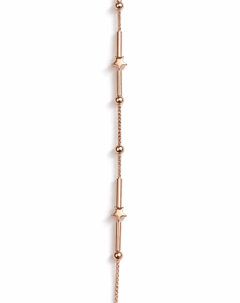 925 Sterling Silver Rose Gold Star Charm Bracelet
