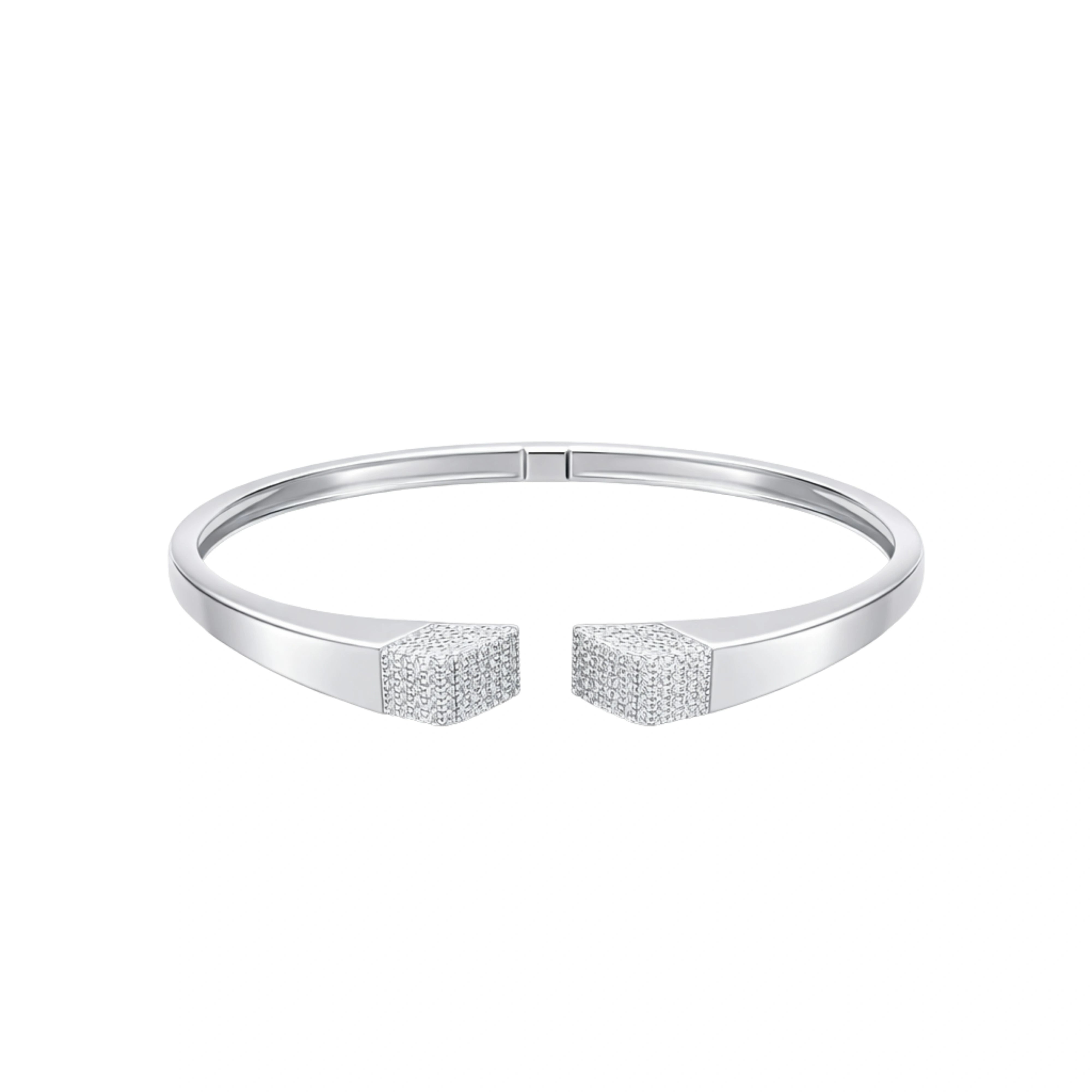 925 Sterling Silver Square CZ Open Kada