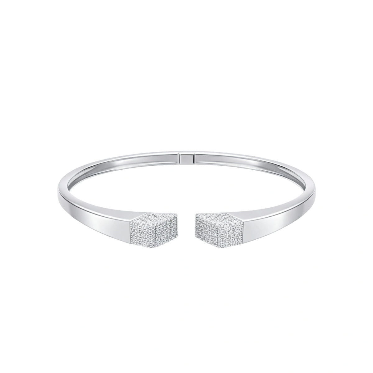 925 Sterling Silver Square CZ Open Kada