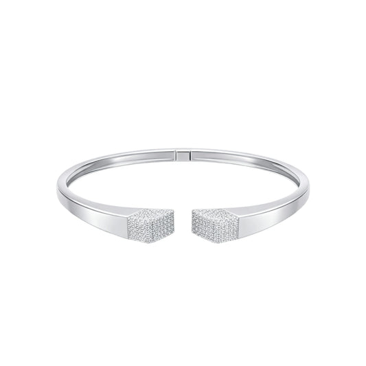 925 Sterling Silver Square CZ Open Kada