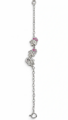 925 Sterling Silver Elephant Charm Bracelet with Pink Stones