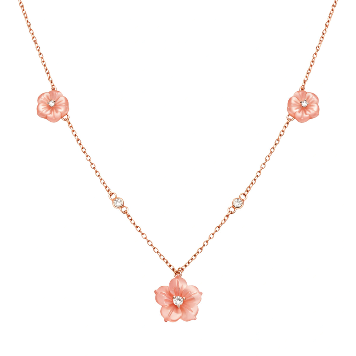 925 Sterling Silver Pink Mother of Pearl Necklace