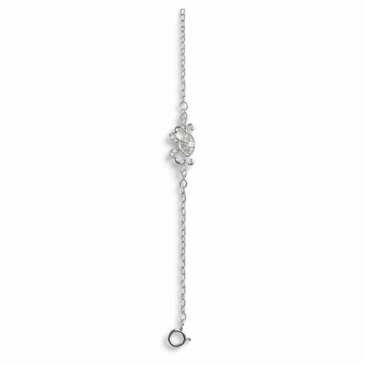 925 Sterling Silver Floral CZ Bracelet for Women