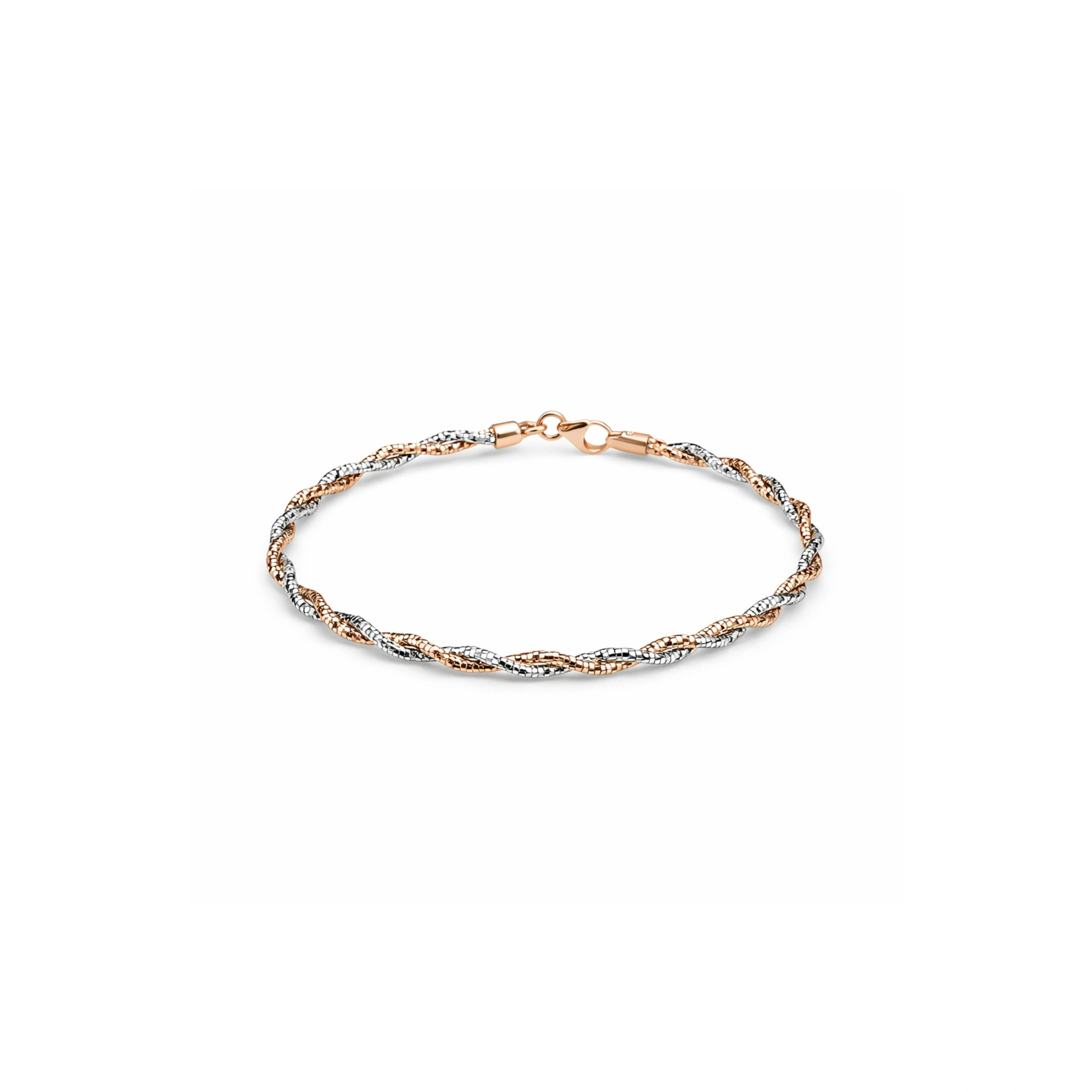 925 Sterling Silver Dual Tone Twisted Bracelet