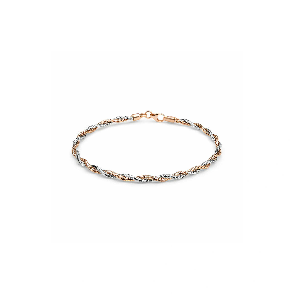 925 Sterling Silver Dual Tone Twisted Bracelet