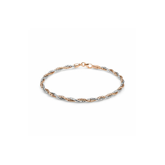 925 Sterling Silver Dual Tone Twisted Bracelet