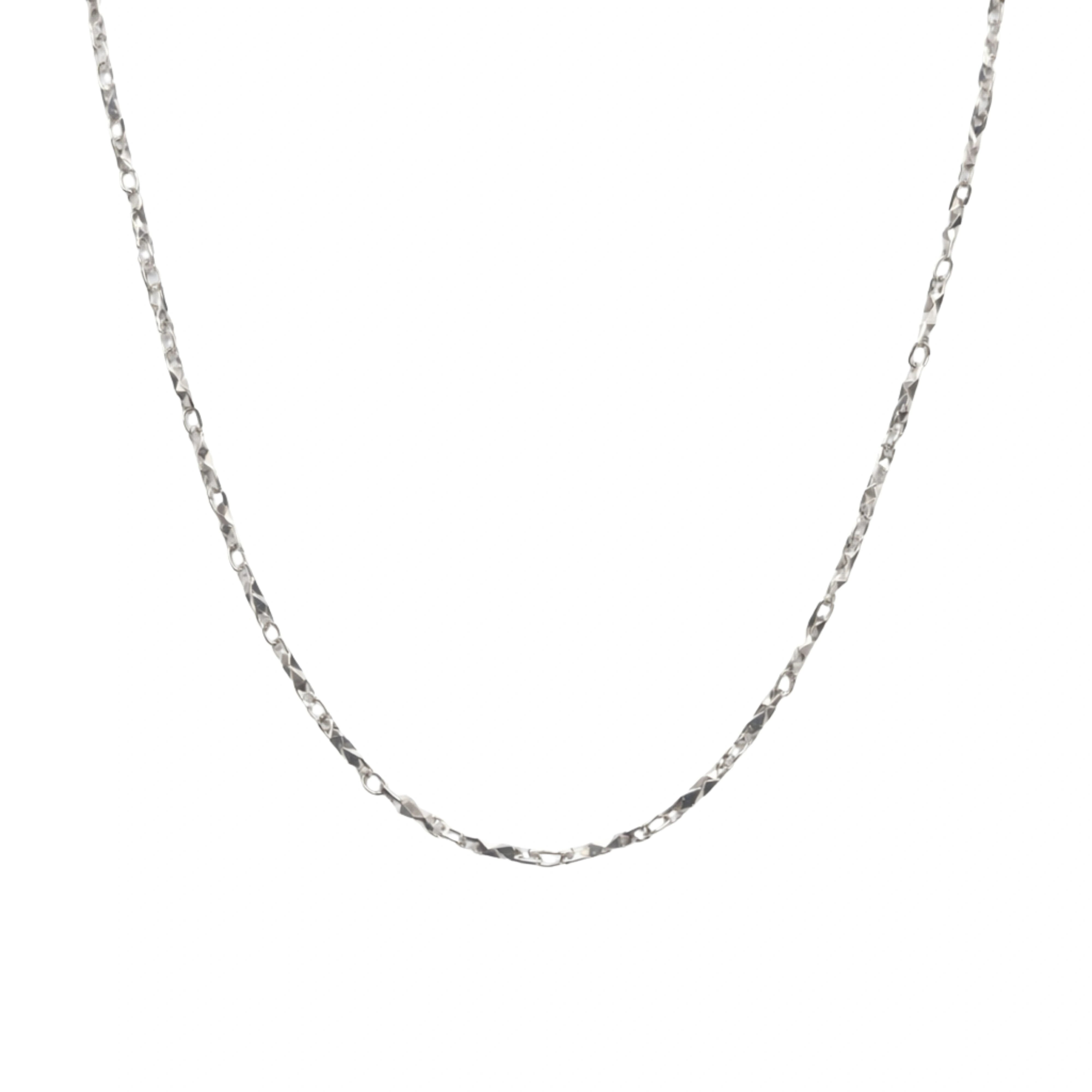925 Sterling Silver Diamond Cut Link Chain Necklace – Sparkle Finish Silver Chain
