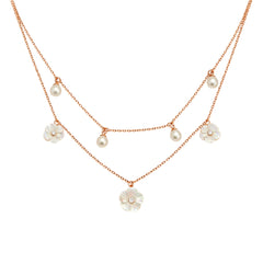 925 Sterling Silver Mother of Pearl Layered Necklace with Pearls