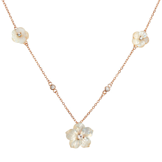 925 Sterling Silver Mother of Pearl Flower Necklace