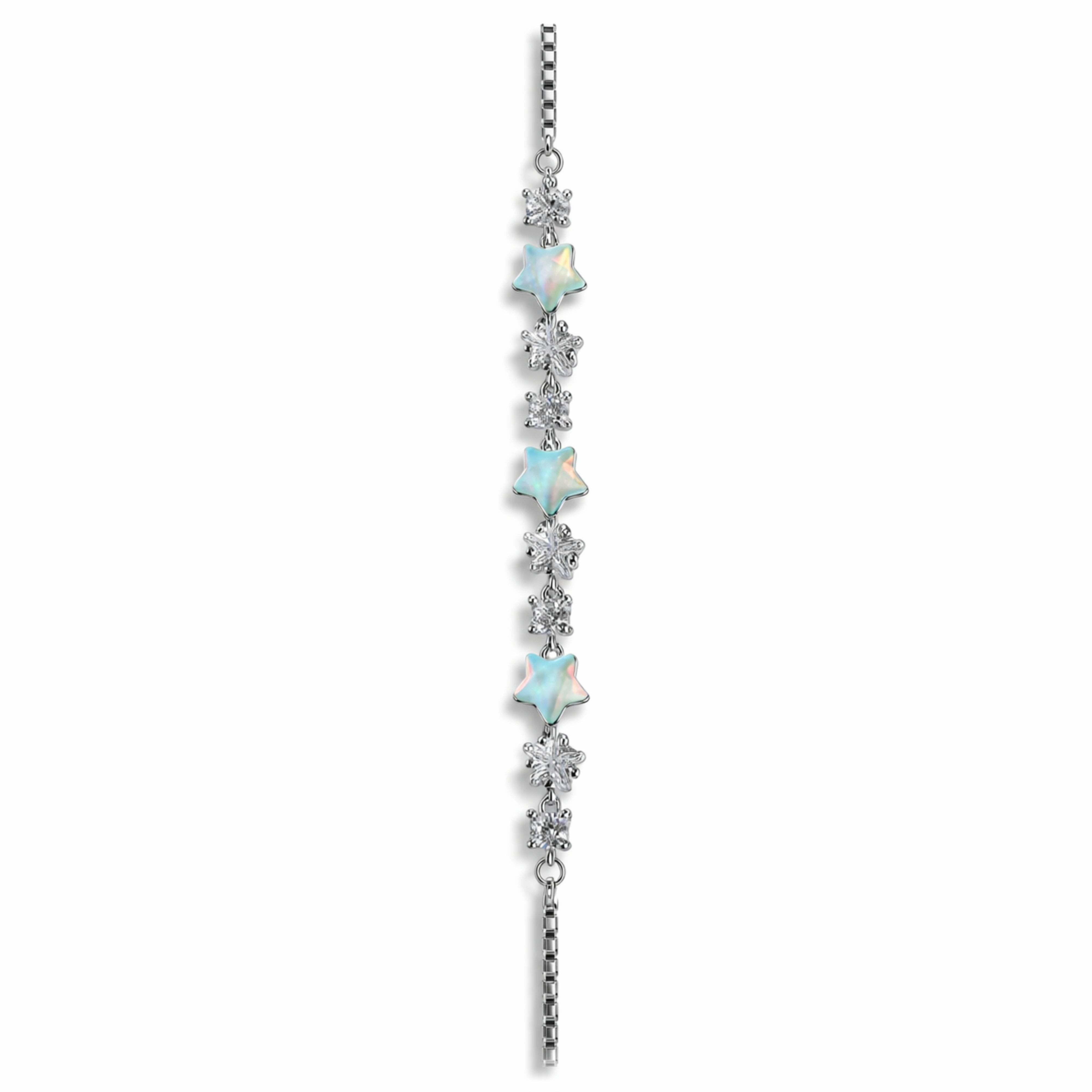 925 Sterling Silver Star Bracelet | Opal Star & Snowflake Chain Bracelet