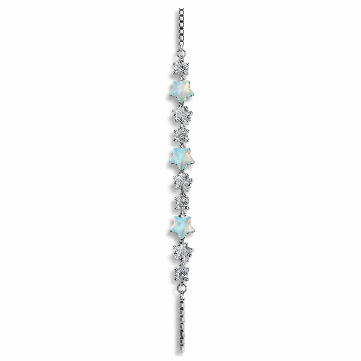 925 Sterling Silver Star Bracelet | Opal Star & Snowflake Chain Bracelet