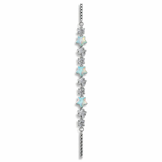 925 Sterling Silver Star Bracelet | Opal Star & Snowflake Chain Bracelet