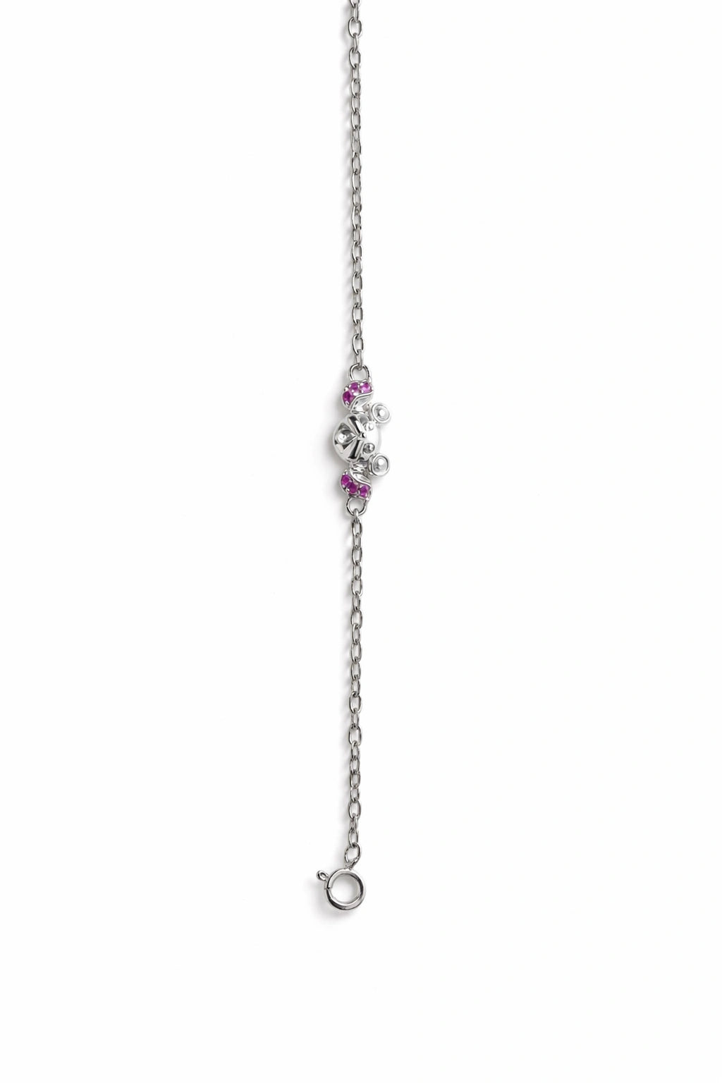 925 Sterling Silver Elephant Charm Bracelet with Pink Stones for Women