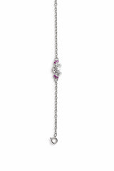 925 Sterling Silver Elephant Charm Bracelet with Pink Stones for Women
