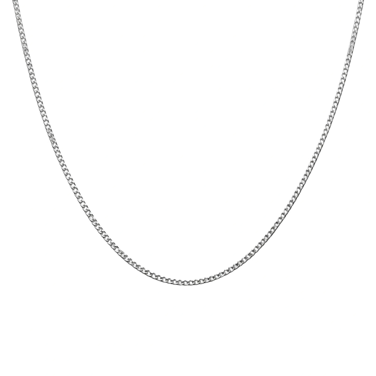 925 Sterling Silver Curb Chain Necklace – Classic Flat Link Silver Chain