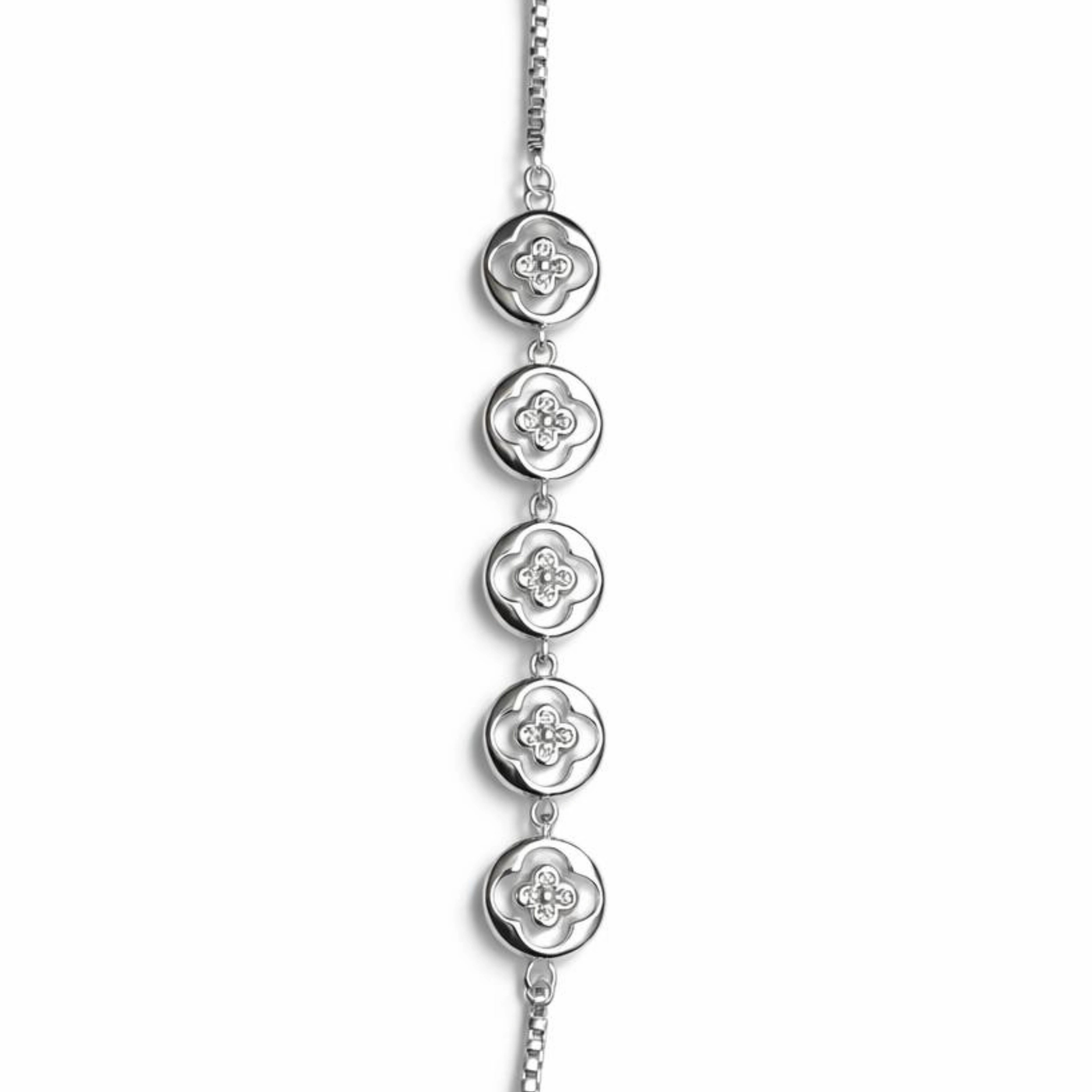 925 Sterling Silver Clover Bracelet | Minimal Floral Link Bracelet