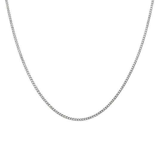 925 Sterling Silver Curb Chain Necklace – Classic Flat Link Silver Chain