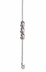 925 Sterling Silver Dolphin Charm Bracelet with Pink Crystal Accents for Women