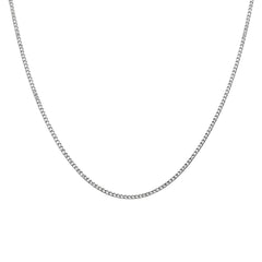 925 Sterling Silver Curb Chain Necklace – Classic Flat Link Silver Chain
