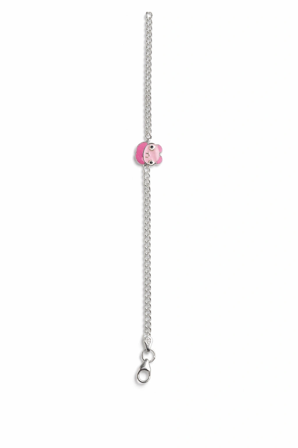 925 Sterling Silver Pink Cartoon Charm Bracelet for Women